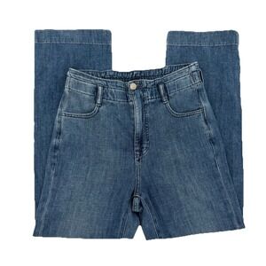 J Crew Sz 27 Straight Leg Crop Denim Jeans Blue Cotton Blend Stretchy Preppy
